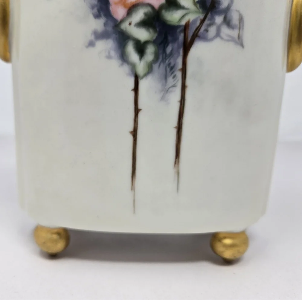 Antique Limoges France Cachepot Porcelain Hand-painted Pink Rose William Guerin